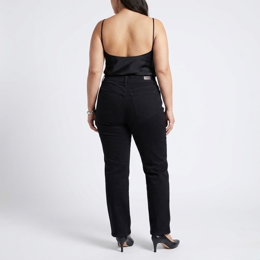 Riders by Lee Womens Black Straight Leg Jeans Size 16M High Rise Stretch Denim